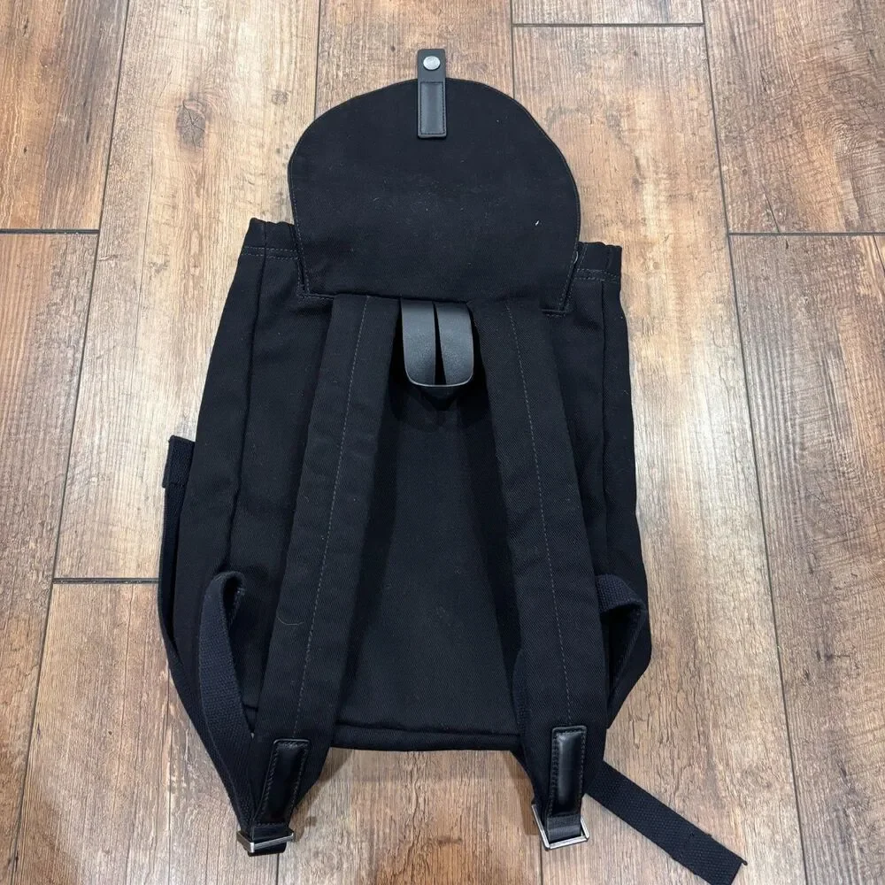 Everlane Modern Twill Snap Backpack Women Black Canvas Medium Minimalist